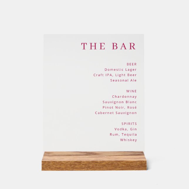 Elegant Pinkish-Red Minimalist Beverage Guide (Recto)