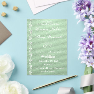 Elegant Pistachio Green Wedding Invitation Acrylic