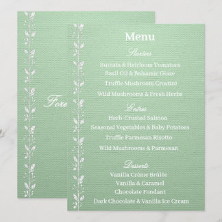 Elegant Pistachio Green Wedding Menu
