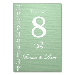Elegant Pistachio Green Wedding Table Number
