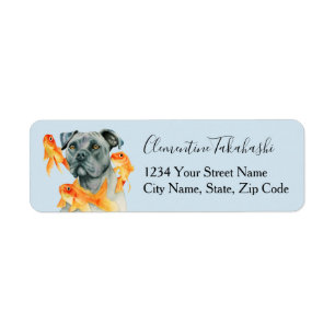 Elegant Pit Bull Dog Art Return Address