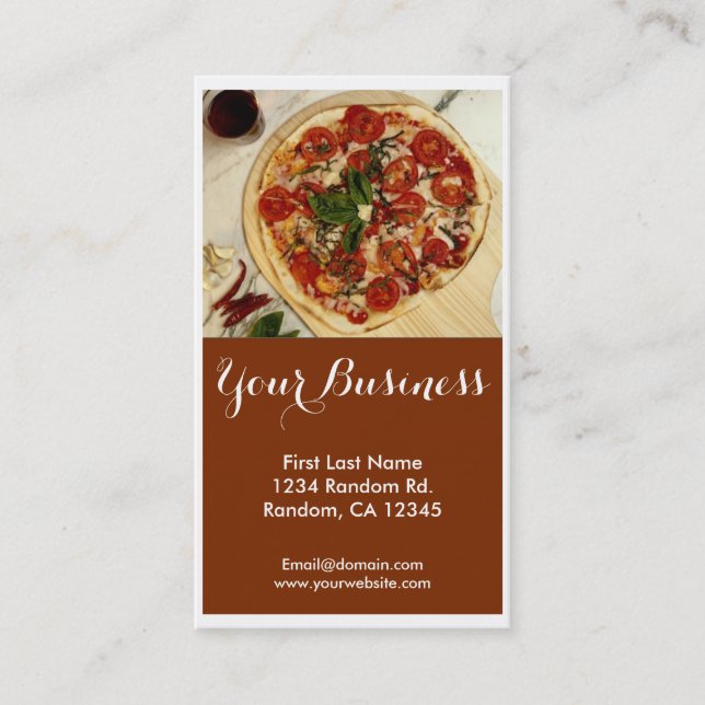 Elegant pizza customizable business cards (Front)