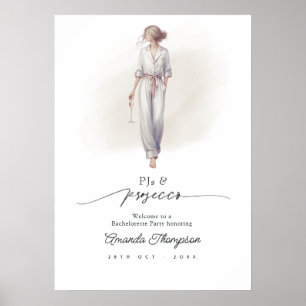 Elegant PJs & Prosecco Bachelorette Party Welcome Poster