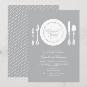 Elegant Place Setting Wedding Rehearsal Dinner Invitation