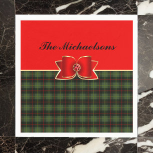 Elegant Plaid and Jewelled Bow with Name Napkin