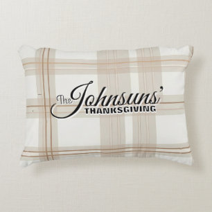 Elegant Plaid Autumn Thanksgiving Accent Pillow