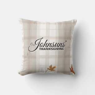 Elegant Plaid Autumn Thanksgiving Throw Pillow