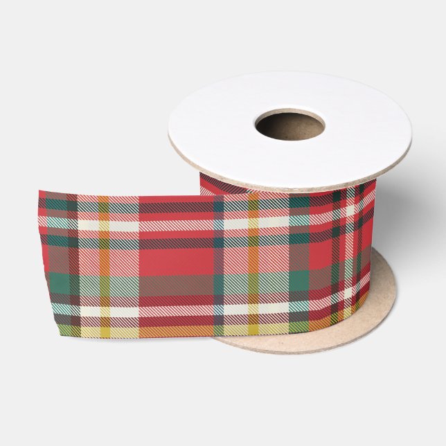 Elegant Plaid Christmas Holiday Rustic Satin Ribbon (Spool)