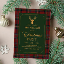Elegant Plaid Christmas Party Invitation