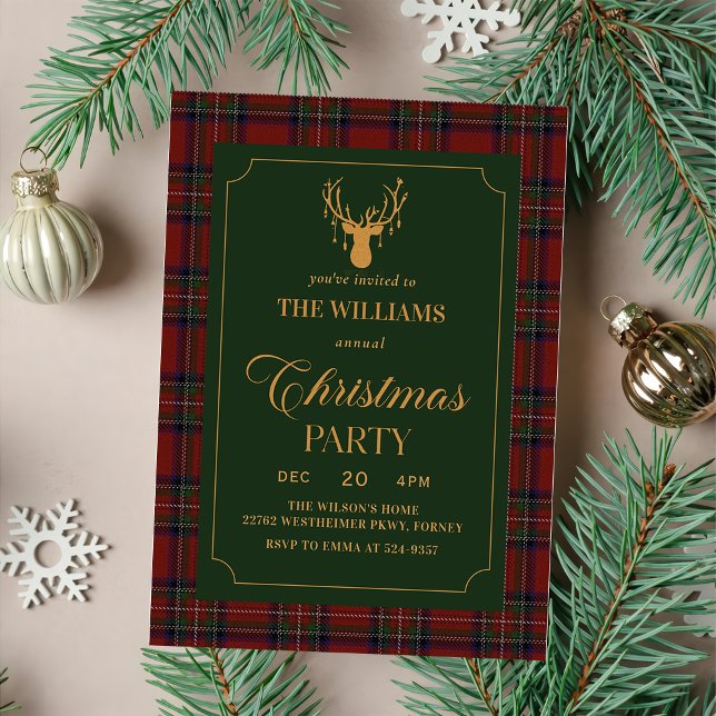 Elegant Plaid Christmas Party Invitation (Creator Uploaded)