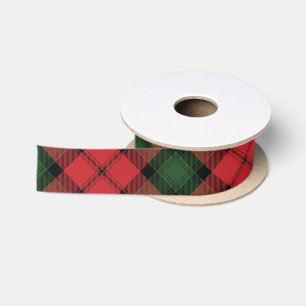 Elegant Plaid Kerr Red Green Classic Tartan Satin Ribbon