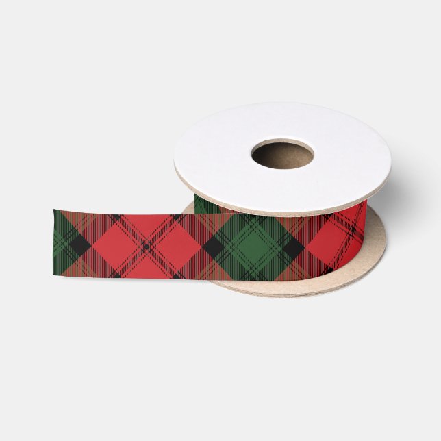 Elegant Plaid Kerr Red Green Classic Tartan Satin Ribbon (Spool)