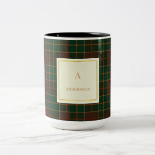 Elegant Plaid Pattern Monogram Custom Mug