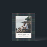 Elegant Plaid Photo Budget Christmas Card<br><div class="desc">Modern Christmas card featuring a timeless design with your favorite photo over a muted navy blue and green plaid background along with the greeting,  "Merry Christmas".  Use the template to add your personalized message.</div>