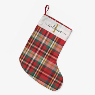 Elegant Plaid Red Rustic Christmas Holidays  Small Christmas Stocking