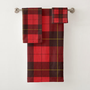 Elegant Plaid Rustic Farmhouse Tartan Bath Towel Set