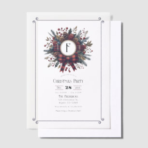 Elegant Plaid Wreath Vintage Christmas Party Vellum Invitations