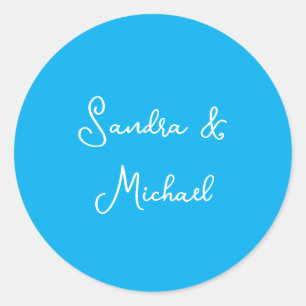 Elegant Plain Azure Blue Personalized Custom Classic Round Sticker