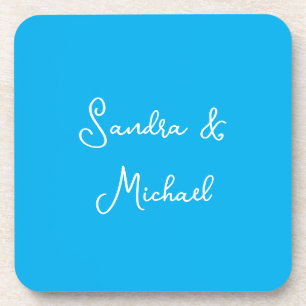 Elegant Plain Azure Blue Personalized Custom Coaster