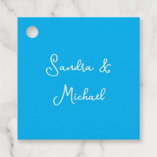 Elegant Plain Azure Blue Personalized Custom Favour Tags