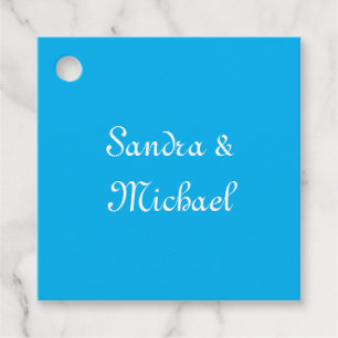 Elegant Plain Azure Blue Personalized Custom Favour Tags