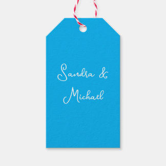 Elegant Plain Azure Blue Personalized Custom Gift Tags