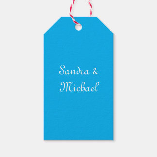 Elegant Plain Azure Blue Personalized Custom Gift Tags
