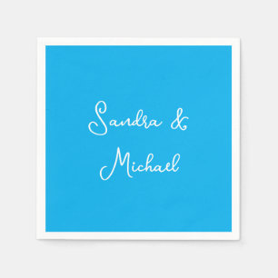 Elegant Plain Azure Blue Personalized Custom Napkin