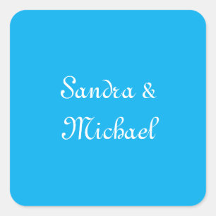 Elegant Plain Azure Blue Personalized Custom Square Sticker