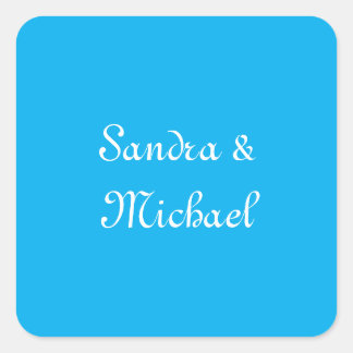 Elegant Plain Azure Blue Personalized Custom Square Sticker