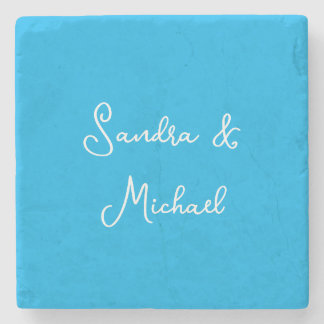 Elegant Plain Azure Blue Personalized Custom Stone Coaster