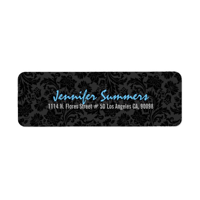 Elegant Plain Black Floral Damasks. (Front)