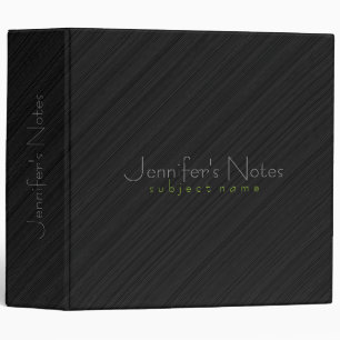 Elegant Plain Black Monotones Fine Stripes Pattern Binder