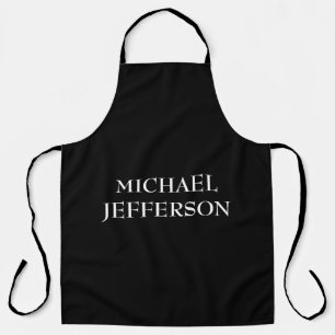 Elegant Plain Black White Personalized Custom Apron