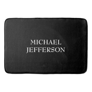 Elegant Plain Black White Personalized Custom Bath Mat