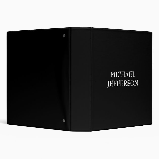 Elegant Plain Black White Personalized Custom Binder (Background)