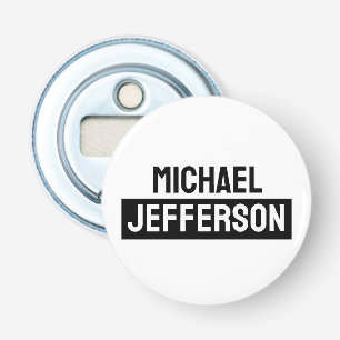 Elegant Plain Black White Personalized Custom Bottle Opener