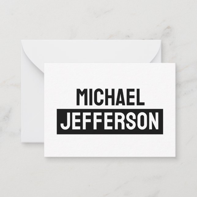 Elegant Plain Black White Personalized Custom Card (Front)