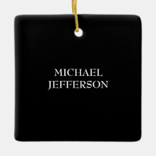 Elegant Plain Black White Personalized Custom Ceramic Ornament