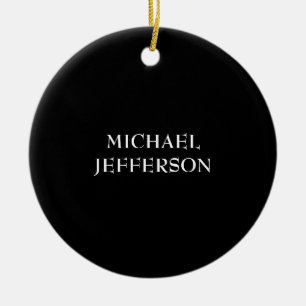 Elegant Plain Black White Personalized Custom Ceramic Ornament