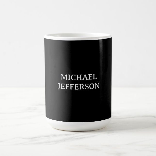 Elegant Plain Black White Personalized Custom Coffee Mug (Center)