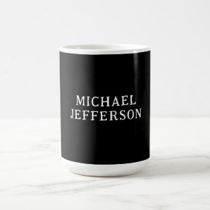 Elegant Plain Black White Personalized Custom Coffee Mug