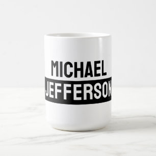 Elegant Plain Black White Personalized Custom Coffee Mug