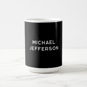 Elegant Plain Black White Personalized Custom Coffee Mug