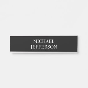 Elegant Plain Black White Personalized Custom Door Sign