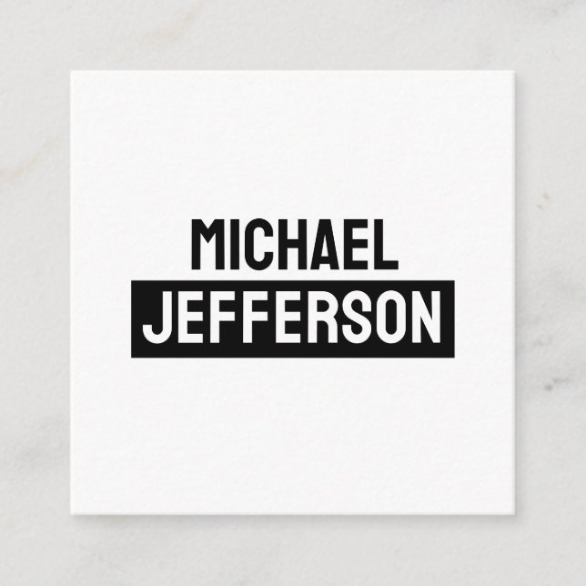 Elegant Plain Black White Personalized Custom Enclosure Card (Front)
