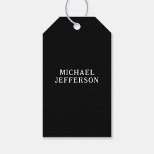 Elegant Plain Black White Personalized Custom Gift Tags