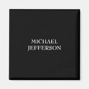 Elegant Plain Black White Personalized Custom Magnet