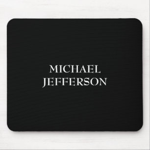 Elegant Plain Black White Personalized Custom Mouse Pad