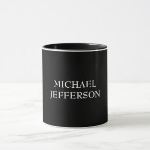 Elegant Plain Black White Personalized Custom Mug